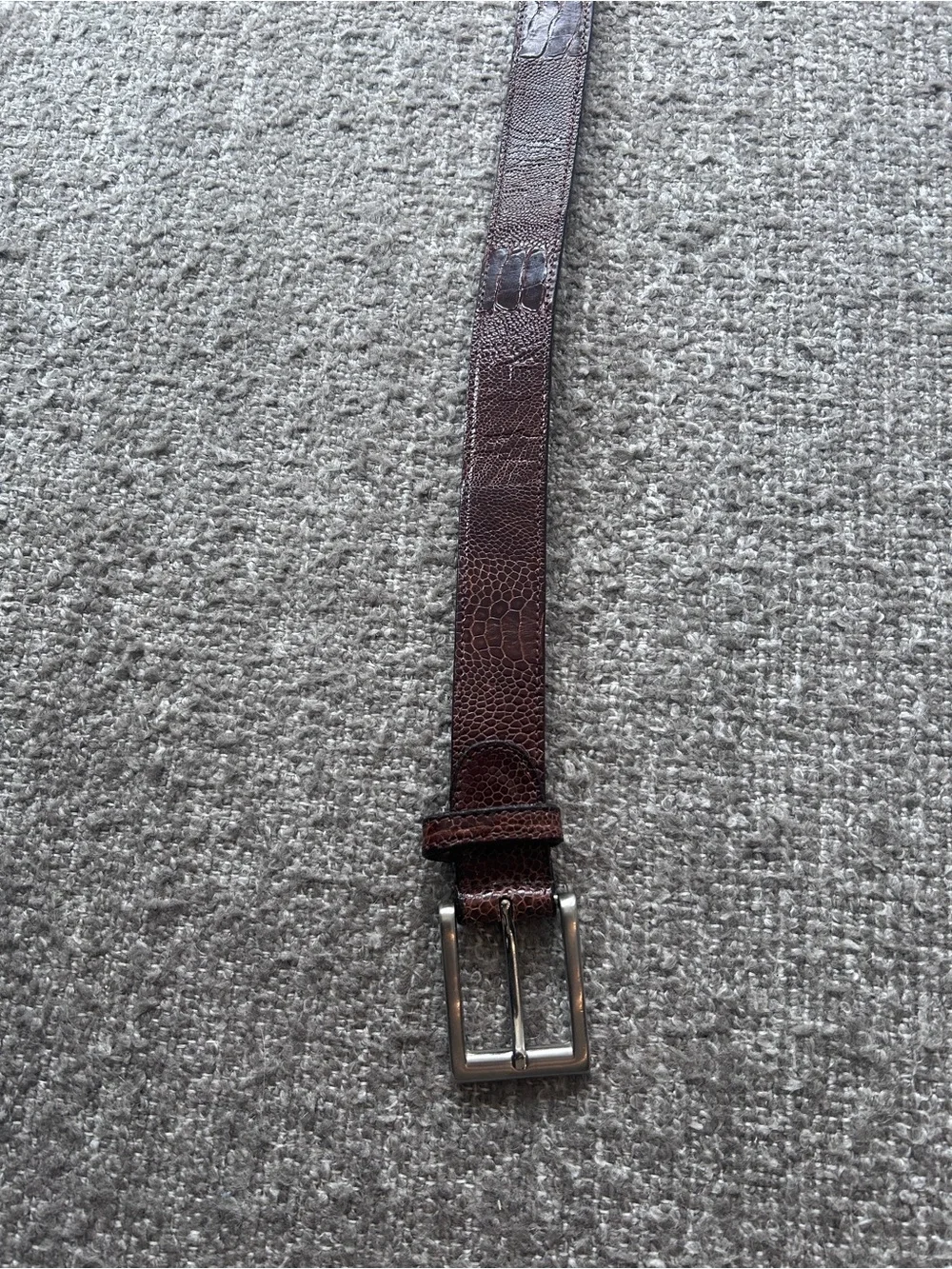 Franco Cuadra Dress Belt Genuine Ostrich Leg Leather Brown/ Silver Buckle Sz 46
